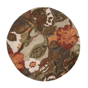 Petal Pusher Handmade Floral Light Gray / Multicolor Round Area Rug (6'  x  6')