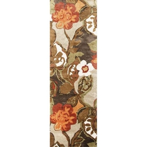 Petal Pusher Handmade Floral Light Gray / Multicolor Runner Rug (2'6"  x  12')