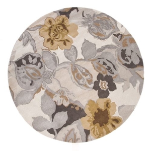 Petal Pusher Handmade Floral Multicolor / White Round Area Rug (8'  x  8')
