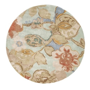 Petal Pusher Handmade Floral Green / Multicolor Round Area Rug (8'  x  8')