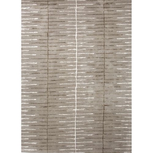 Dialed-In Handmade Stripe Gray / White Area Rug (5'  x  8')