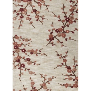 Cherry Blossom Handmade Floral White / Pink Area Rug (2'  x  3')