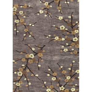 Cherry Blossom Handmade Floral Gray / Gold Area Rug (2'  x  3')