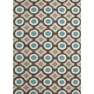 Mosaic Handmade Geometric Gray / Blue Area Rug (3'6"  x  5'6")