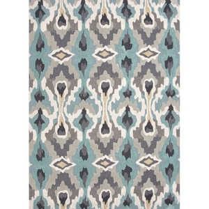Chapan Handmade Ikat Blue / Gray Area Rug (7'6"  x  9'6")