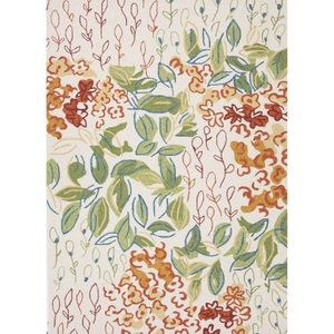 Lauren Wan by Veranda Indoor / Outdoor Floral Multicolor / White Area Rug (5'  x  7'6")