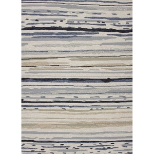 Lauren Wan by Sketchy Lines Indoor / Outdoor Abstract Silver / Blue Area Rug (3'6"  x  5'6")