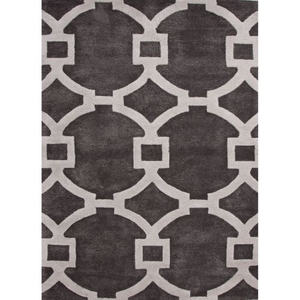 Regency Handmade Trellis Dark Gray / White Area Rug (3'6"  x  5'6")
