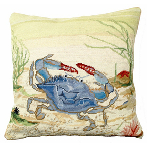 Blue Crab 18" Needlepoint Pillow