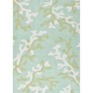 Coral Fixation Handmade Abstract Green / White Area Rug (5'  x  7'6")
