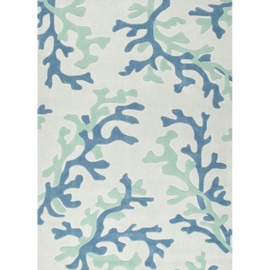 Coral Fixation Handmade Abstract White / Blue Area Rug (7'6"  x  9'6")