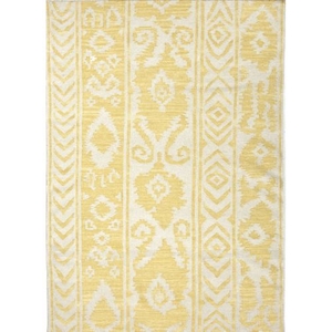 Farid Handmade Ikat Yellow / Cream Area Rug (2'  x  3')