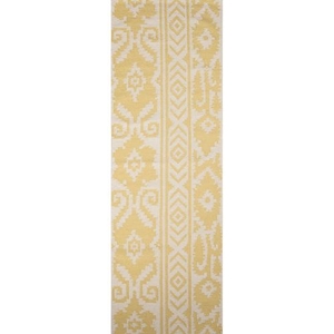 Farid Handmade Ikat Yellow / Cream Runner Rug (2'6"  x  8')