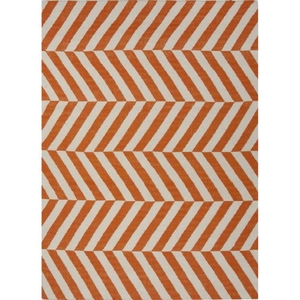Salma Handmade Chevron Orange / White Area Rug (8'  x  10')