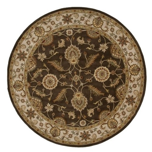Maia Handmade Floral Brown / Gold Round Area Rug (8'  x  8')