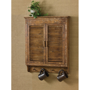 Distressed Wood Shutter Wall Cabinet