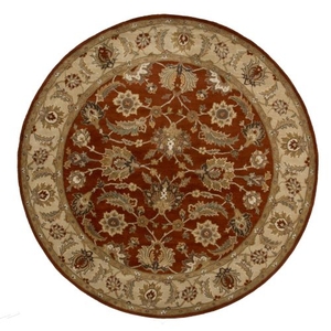 Selene Handmade Floral Red / Gold Round Area Rug (8'  x  8')