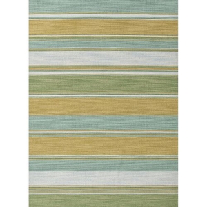 La Palma Handmade Stripe Aqua / Green Area Rug (5'  x  8')