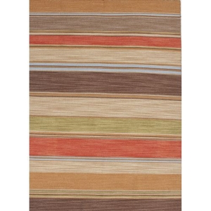 La Palma Handmade Stripe Brown / Coral Area Rug (8'  x  10')