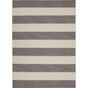 Tierra Handmade Stripe Gray / White Area Rug (5'  x  8')