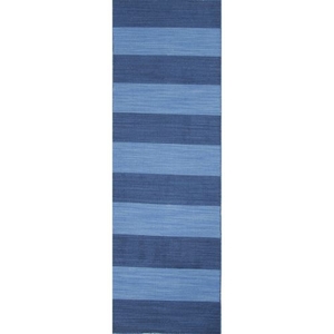 Tierra Handmade Stripe Blue Runner Rug (2'6"  x  8')