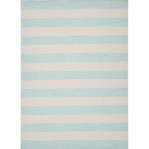 Dias Handmade Stripe Light Blue / White Area Rug (5'  x  8')