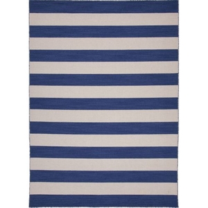 Dias Handmade Stripe Blue / White Area Rug (5'  x  8')