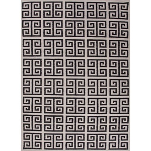 Melina Handmade Geometric White / Black Area Rug (5'  x  8')