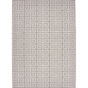 Melina Handmade Geometric Cream / Gray Area Rug (5'  x  8')
