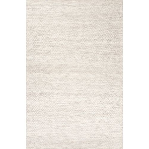 Karlstadt Handmade Solid Taupe / White Area Rug (5'  x  8')