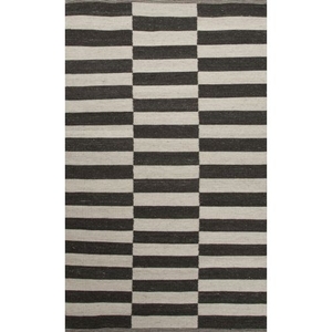 Demi Handmade Stripe Dark Gray / Cream Area Rug (5'  x  8')