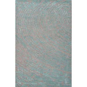 Daizy Cut & Loop Handmade Abstract Gray / Teal Area Rug (5'  x  8')
