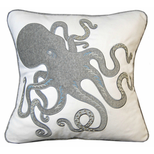 Inkling Octopus Applique Pillow-Grey
