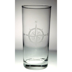 Compass Rose Cooler  Glass 15oz Set of 4