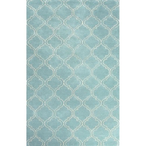 Hampton Handmade Trellis Turquoise / White Area Rug (5'  x  8')