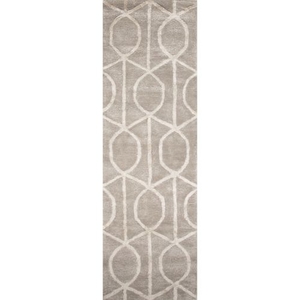 Seattle Handmade Trellis Gray / White Runner Rug (2'6"  x  10')