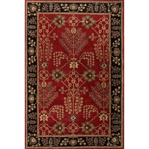Chambery Handmade Floral Red / Black Area Rug (8'  x  10')