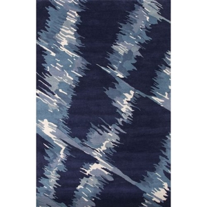 Luli Sanchez by Raven Handmade Abstract Blue / White Area Rug (5'  x  8')