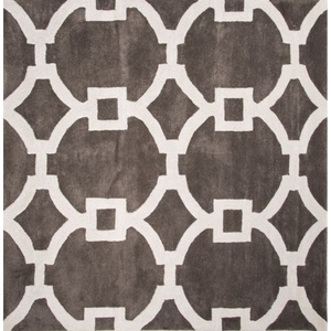 Regency Handmade Trellis Dark Gray / White Square Area Rug (6'  x  6')
