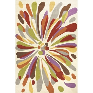 Flowerburst Indoor / Outdoor Abstract Multicolor / White Area Rug (3'6"  x  5'6")