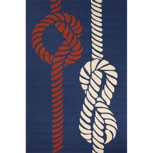 Knotty Indoor / Outdoor Geometric Blue / Red Area Rug (2'  x  3')