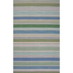 Cielo Handmade Stripe Blue / Green Area Rug (5'  x  8')