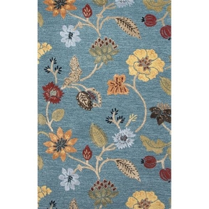 Garden Party Handmade Floral Blue / Multicolor Area Rug (2'  x  3')