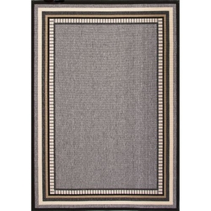 Matted Indoor / Outdoor Bordered Gray / Black Area Rug (4'  x  5'3")