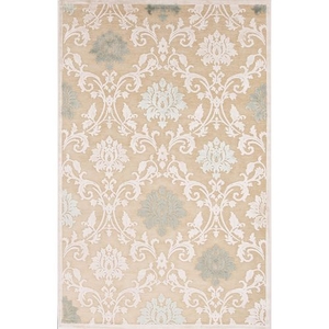 Glamourous Damask Beige / Green Area Rug (7'6"  x  9'6")