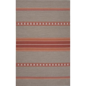 Museum Ifa by Cuzco Handmade Stripe Gray / Coral Area Rug (8'  x  11')