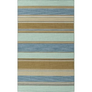 Captiva Handmade Stripe Blue / Brown Area Rug (2'  x  3')