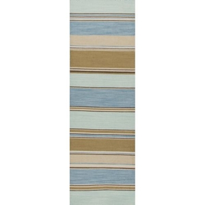 Captiva Handmade Stripe Blue / Brown Runner Rug (2'6"  x  8')
