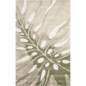 Monstera Handmade Floral White / Green Area Rug (5'  x  8')