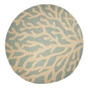 Coral Indoor / Outdoor Abstract Teal / Tan Round Area Rug (8'  x  8')